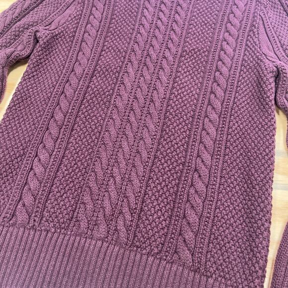 Goodfellow & Co. Chunky Cable Knit Fisherman Sweater Men’s Small Burgundy Heavy - Picture 3 of 10